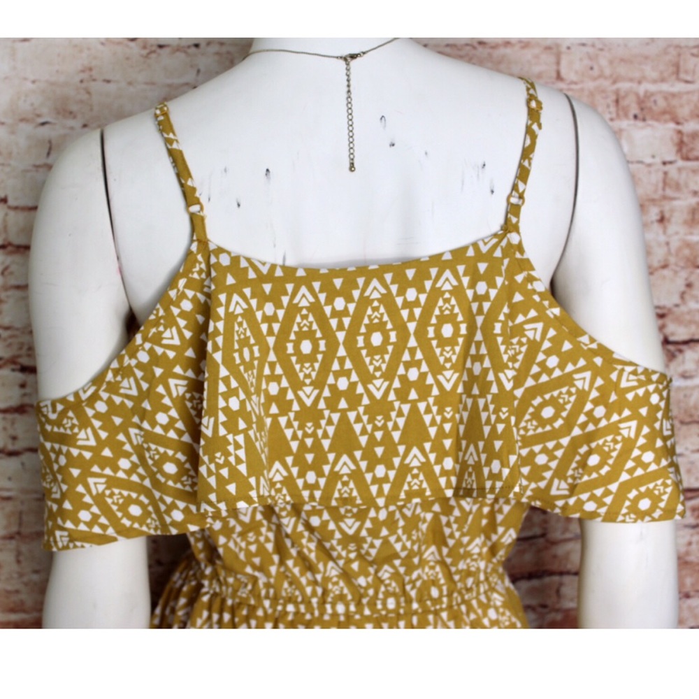 Indulge Cold Shoulder Patterned Ruffle Mini Dress - Picture 5 of 7